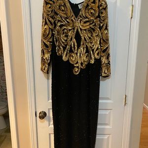 Nightline  Size 14 Black beaded dress with gold sequins